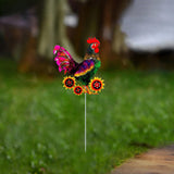 Maxbell Rooster Metal Garden Stake Standing Sculpture for Yard Outdoor Ornaments Style D