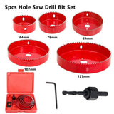 Maxbell HSS Centring Drill Metal Cutting Tools Kit for Thin Metal Pipe Drywall 5Pcs
