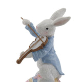 Maxbell Novelty Easter Rabbit Statue Crafts Resin for Garden Bedroom Collectibles Playing Violin