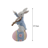 Maxbell Novelty Easter Rabbit Statue Crafts Resin for Garden Bedroom Collectibles Playing Violin