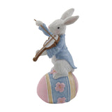 Maxbell Novelty Easter Rabbit Statue Crafts Resin for Garden Bedroom Collectibles Playing Violin