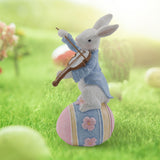 Maxbell Novelty Easter Rabbit Statue Crafts Resin for Garden Bedroom Collectibles Playing Violin