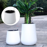 Maxbell Self Watering Planter with Drainage Hole Flower Plant Pot for Garden Indoor 34x36cm White