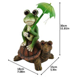 Maxbell Outdoor Resin Frog and Turtle Sculptures Solar Lights Ornaments Hand Painted