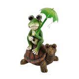 Maxbell Outdoor Resin Frog and Turtle Sculptures Solar Lights Ornaments Hand Painted