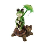 Maxbell Outdoor Resin Frog and Turtle Sculptures Solar Lights Ornaments Hand Painted