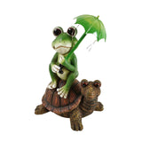 Maxbell Outdoor Resin Frog and Turtle Sculptures Solar Lights Ornaments Hand Painted