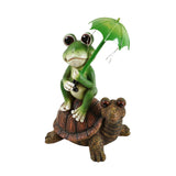 Maxbell Outdoor Resin Frog and Turtle Sculptures Solar Lights Ornaments Hand Painted