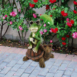 Maxbell Outdoor Resin Frog and Turtle Sculptures Solar Lights Ornaments Hand Painted