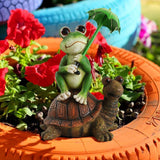 Maxbell Outdoor Resin Frog and Turtle Sculptures Solar Lights Ornaments Hand Painted