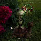 Maxbell Outdoor Resin Frog and Turtle Sculptures Solar Lights Ornaments Hand Painted
