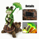 Maxbell Outdoor Resin Frog and Turtle Sculptures Solar Lights Ornaments Hand Painted