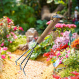 Maxbell Gardening Tool Tilling with Wooden Handle Digging Gadget for Gardening Gardening rake