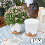 Maxbell 5x Round Lazy Flower Pots 6 inch with Drainage Hole for Home Indoor Outdoor