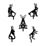 Maxbell 5 Pieces Black Bunny Rabbit Garden Stake Outdoor Fall Home Decorations
