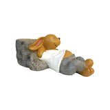 Maxbell Rabbit Sculpture Flower Pot Resin Craft for Outdoor Tabletop Decoration