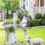 Maxbell Easter Holiday Bunny Action Statues Sculpture Arts for Easter Wedding Home Gray