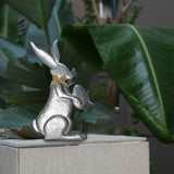 Maxbell Easter Holiday Bunny Action Statues Sculpture Arts for Easter Wedding Home Gray