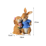 Maxbell Cartoon Garden Couple Rabbit Statues Handmade for Tabletop Decor Ornament