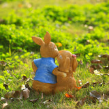 Maxbell Cartoon Garden Couple Rabbit Statues Handmade for Tabletop Decor Ornament