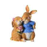 Maxbell Cartoon Garden Couple Rabbit Statues Handmade for Tabletop Decor Ornament