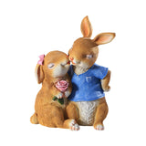 Maxbell Cartoon Garden Couple Rabbit Statues Handmade for Tabletop Decor Ornament
