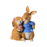Maxbell Cartoon Garden Couple Rabbit Statues Handmade for Tabletop Decor Ornament