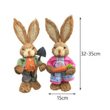 Maxbell Cartoon 2 Pieces Easter Bunny Rabbit Straw Figures 35cm Ornaments Lifelike Style A