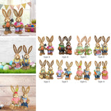 Maxbell Cartoon 2 Pieces Easter Bunny Rabbit Straw Figures 35cm Ornaments Lifelike Style A