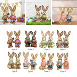 Maxbell Cartoon 2 Pieces Easter Bunny Rabbit Straw Figures 35cm Ornaments Lifelike Style A