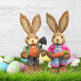 Maxbell Cartoon 2 Pieces Easter Bunny Rabbit Straw Figures 35cm Ornaments Lifelike Style A