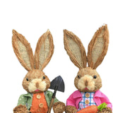 Maxbell Cartoon 2 Pieces Easter Bunny Rabbit Straw Figures 35cm Ornaments Lifelike Style A