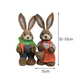 Maxbell Cartoon 2 Pieces Easter Bunny Rabbit Straw Figures 35cm Ornaments Lifelike Style B
