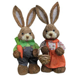 Maxbell Cartoon 2 Pieces Easter Bunny Rabbit Straw Figures 35cm Ornaments Lifelike Style B
