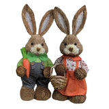Maxbell Cartoon 2 Pieces Easter Bunny Rabbit Straw Figures 35cm Ornaments Lifelike Style B