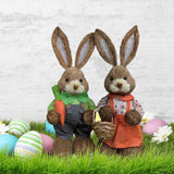 Maxbell Cartoon 2 Pieces Easter Bunny Rabbit Straw Figures 35cm Ornaments Lifelike Style B