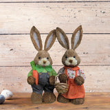 Maxbell Cartoon 2 Pieces Easter Bunny Rabbit Straw Figures 35cm Ornaments Lifelike Style B