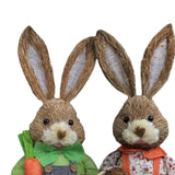 Maxbell Cartoon 2 Pieces Easter Bunny Rabbit Straw Figures 35cm Ornaments Lifelike Style B
