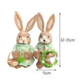 Maxbell Cartoon 2 Pieces Easter Bunny Rabbit Straw Figures 35cm Ornaments Lifelike Style C