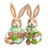 Maxbell Cartoon 2 Pieces Easter Bunny Rabbit Straw Figures 35cm Ornaments Lifelike Style C