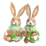 Maxbell Cartoon 2 Pieces Easter Bunny Rabbit Straw Figures 35cm Ornaments Lifelike Style C