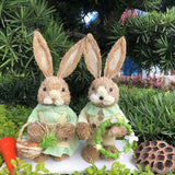 Maxbell Cartoon 2 Pieces Easter Bunny Rabbit Straw Figures 35cm Ornaments Lifelike Style C