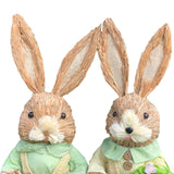 Maxbell Cartoon 2 Pieces Easter Bunny Rabbit Straw Figures 35cm Ornaments Lifelike Style C