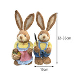 Maxbell Cartoon 2 Pieces Easter Bunny Rabbit Straw Figures 35cm Ornaments Lifelike Style D