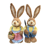 Maxbell Cartoon 2 Pieces Easter Bunny Rabbit Straw Figures 35cm Ornaments Lifelike Style D
