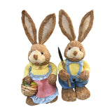 Maxbell Cartoon 2 Pieces Easter Bunny Rabbit Straw Figures 35cm Ornaments Lifelike Style D