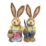 Maxbell Cartoon 2 Pieces Easter Bunny Rabbit Straw Figures 35cm Ornaments Lifelike Style D