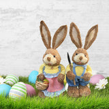 Maxbell Cartoon 2 Pieces Easter Bunny Rabbit Straw Figures 35cm Ornaments Lifelike Style D