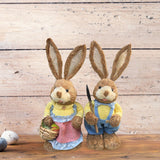 Maxbell Cartoon 2 Pieces Easter Bunny Rabbit Straw Figures 35cm Ornaments Lifelike Style D