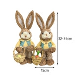 Maxbell Cartoon 2 Pieces Easter Bunny Rabbit Straw Figures 35cm Ornaments Lifelike Style E